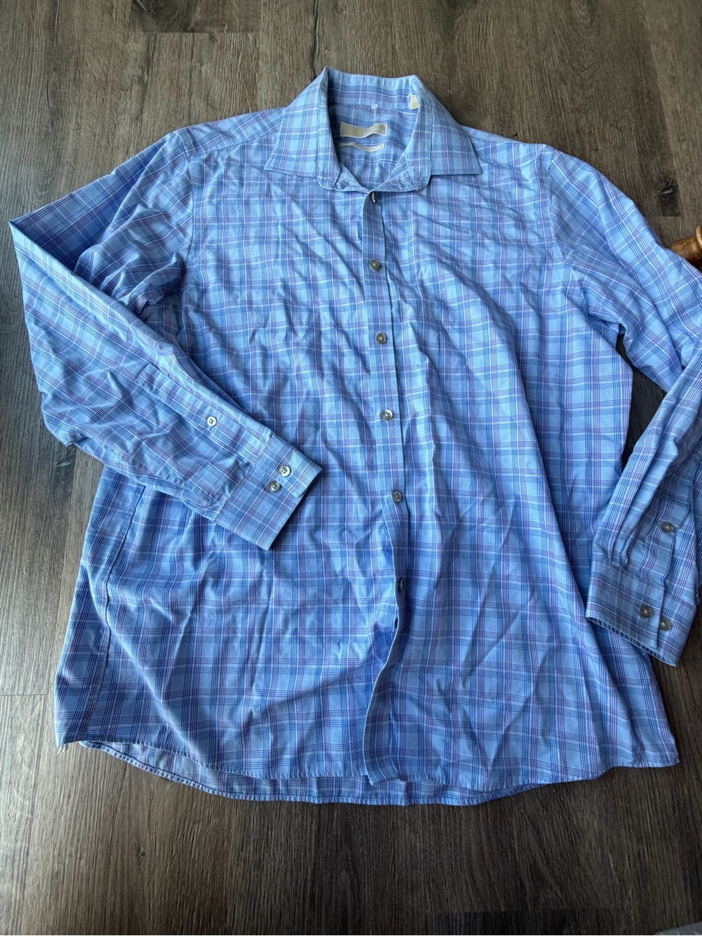 MICHAEL Michael Kors Light Blue Plaid Men's Dress Shirt